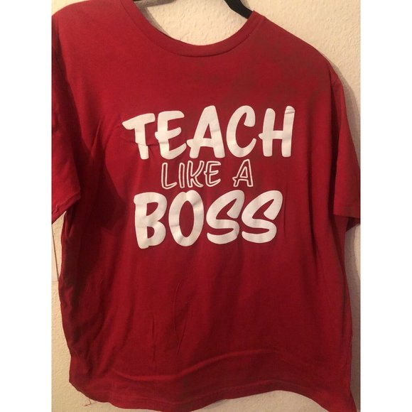 Canvas Shirt Mens XL Red Teach Like A Boss - Picture 1 of 5